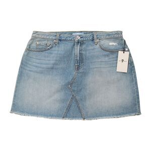 7 For All Mankind Woman's Denim Mini Skirt Size 32 Fray Distressed‎ A-Line NWT